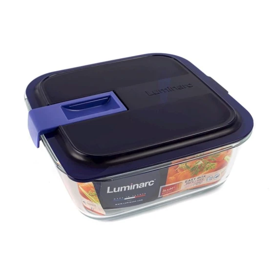 Контейнер для хранения продуктов Luminarc TBP296781199, 1200 мл, 1 шт., 18x18x7 см, стекло/пластик, черный/прозрачный
