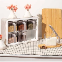 Ədviyyat üçün qab dəsti SS-241CWH, atlıq ilə, 6 ədəd