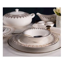 Набор столовой посуды Porland Firuze 04ALM003635, 60 предметов, 12 персон, фарфор, золотистый Набор столовой посуды Porland Firuze 04ALM003635, 60 предметов, 12 персон, фарфор, золотистый