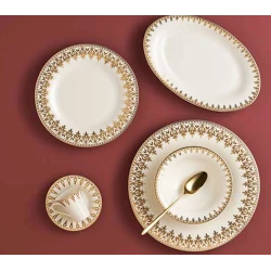 Набор столовой посуды Porland Firuze 04ALM003635, 60 предметов, 12 персон, фарфор, золотистый Набор столовой посуды Porland Firuze 04ALM003635, 60 предметов, 12 персон, фарфор, золотистый