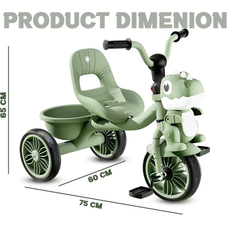 Uşaqlar üçün üç təkərli velosiped, işıqlı və musiqili Dino 0002, 3-6 yaş