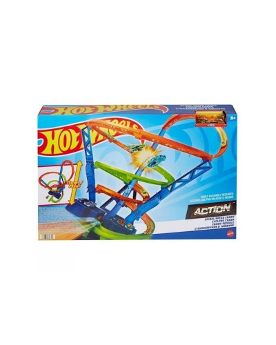 Avtotrek Hot Wheels Action Spiral Speed Crash Trackset HGV67 Yarış tornado, 5+ yaş