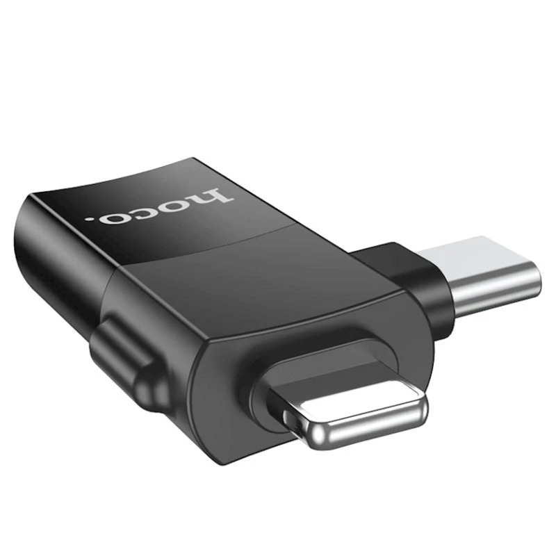 Ötürücü Hoco UA17 Lightning/USB-C to USB Black