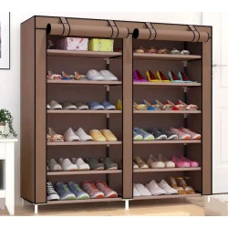 Стеллаж для обуви NH_İN89, 115x30x120 см, ткань/металл, коричневый Стеллаж для обуви NH_İN89, 115x30x120 см, ткань/металл, коричневый