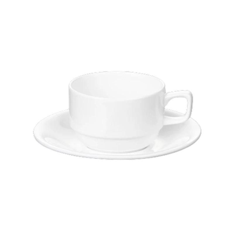 Чайная чашка и блюдце Wilmax Stella WL‑993008/AB, на 1 персону, 220 мл, белая Чайная чашка и блюдце Wilmax Stella WL‑993008/AB, на 1 персону, 220 мл, белая