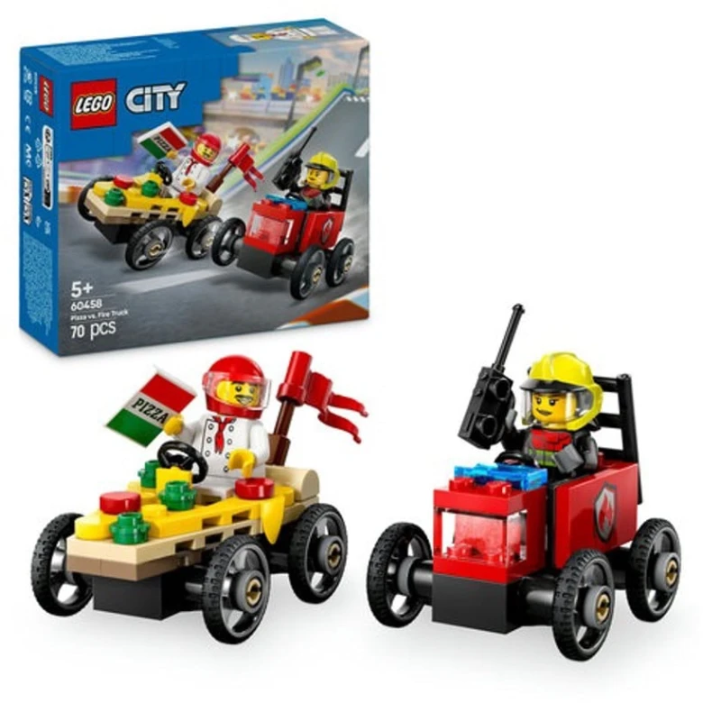 Конструктор LEGO City Pizza vs. Fire Truck 60458, 5+ лет, 70 элементов