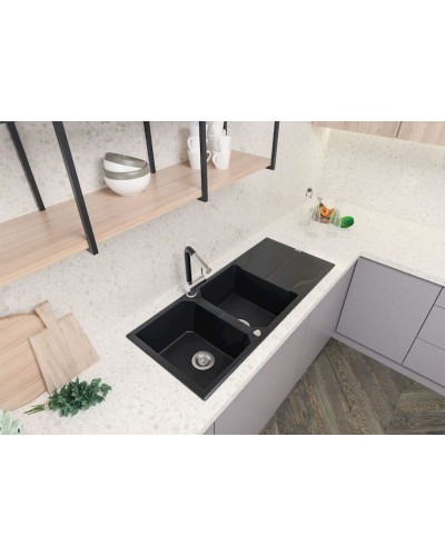 Mətbəx çanağı Deante Andante ZQN_G213, qranit, qara, 116x50x22.4 sm