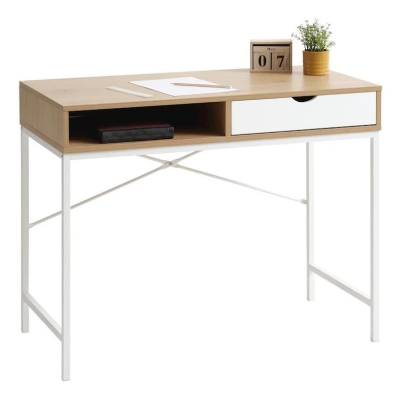 Письменный стол JYSK Trappedal 48x95x76 см, бежевый/белый Письменный стол JYSK Trappedal 48x95x76 см, бежевый/белый