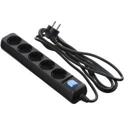 Удлинитель 2Е 5XSchuko, 1.5 м, 5-розеточный, Black (2E-U05ES15M5BK)