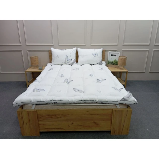 Комплект одеяла, матраса и подушки Hanzade SHA-2962, двуспальный, одеяло 195х215 см, матрас 180х200 см, подушка 50х70 см, сатин/хлопок, белый