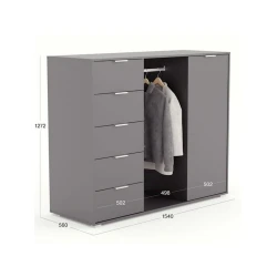 Комод, 127.2x154x56 см, ЛДСП, серый Комод, 127.2x154x56 см, ЛДСП, серый