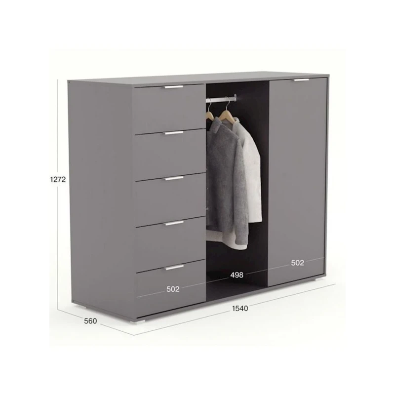 Комод, 127.2x154x56 см, ЛДСП, серый