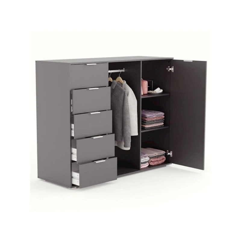 Комод, 127.2x154x56 см, ЛДСП, серый