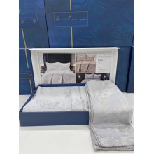 Dəst MiraNova Larin SF-680, şenil, ikinəfərlik, boz, örtük 240х260 sm, yastıq üzü 50х70 sm/2 əd