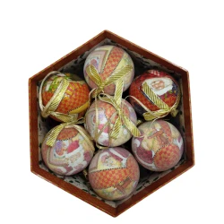 Şam ağacı oyuncaqları YD20 qırmızı/ağ, 8 sm, 14 əd