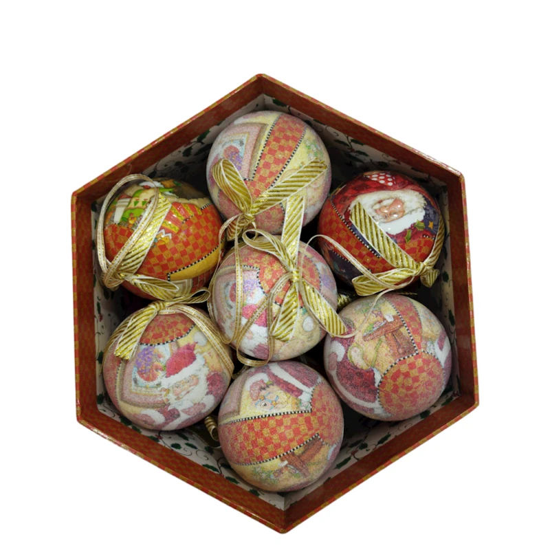 Şam ağacı oyuncaqları YD20 qırmızı/ağ, 8 sm, 14 əd