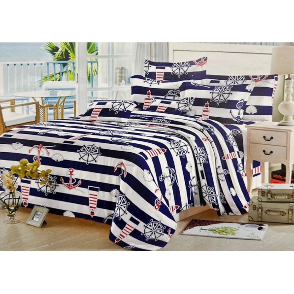 Комплект детского постельного белья MM пододеяльник 160x240 см, простыня 160x220 см, наволочка 1 шт x 50x70 см, сатин, синий/белый Комплект детского постельного белья MM пододеяльник 160x240 см, простыня 160x220 см, наволочка 1 шт x 50x70 см, сатин, синий/белый