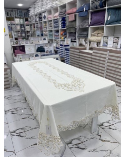 Süfrə MiraNova FS-631, kətan, ağ, 160x260 sm