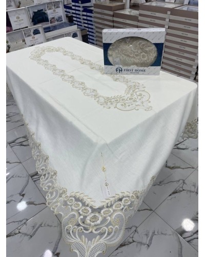 Süfrə MiraNova FS-631, kətan, ağ, 160x260 sm