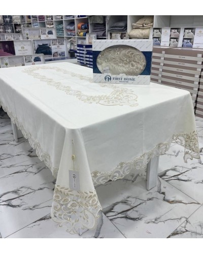 Süfrə MiraNova FS-631, kətan, ağ, 160x260 sm