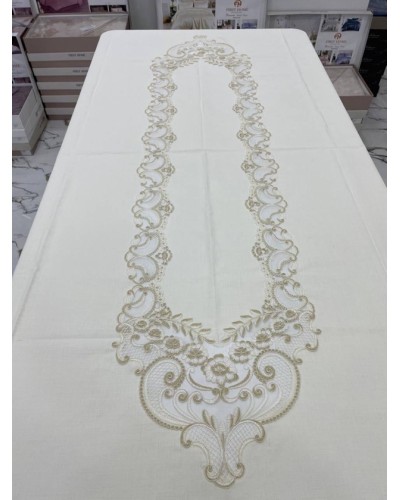 Süfrə MiraNova FS-631, kətan, ağ, 160x260 sm