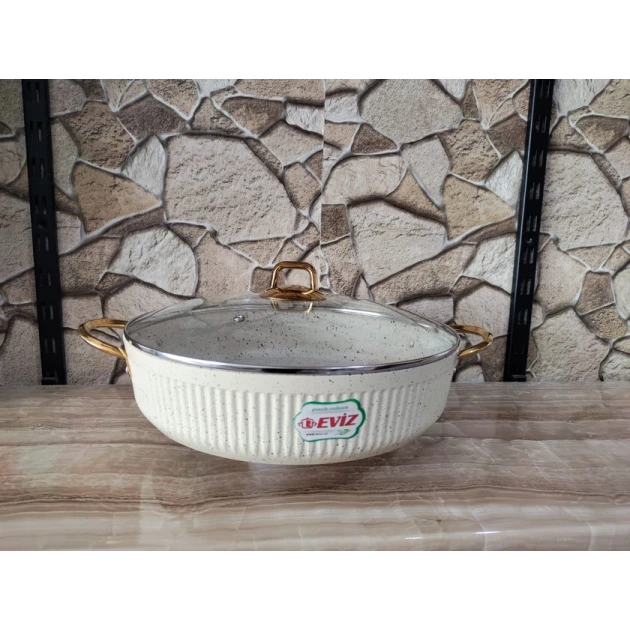 Сотейник Eviz PP-EE-004, гранит, кремовый, 34 см