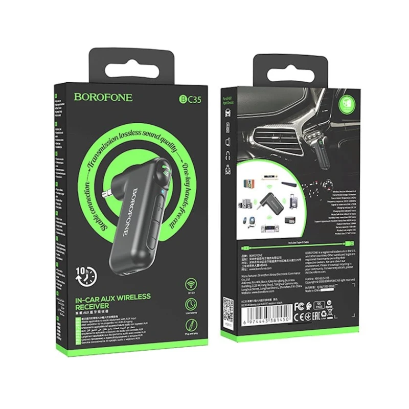 Автомобильный FM модулятор AUX Borofone BC35 Bluetooth Car Receiver Автомобильный FM модулятор AUX Borofone BC35 Bluetooth Car Receiver