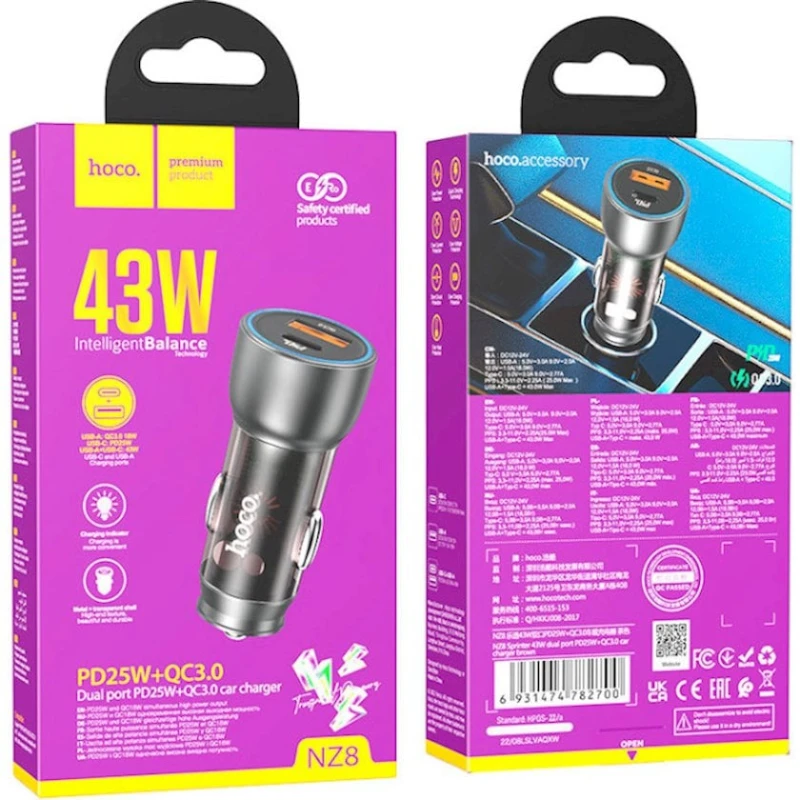 Автомобильное зарядное устройство Hoco NZ8 Автомобильное зарядное устройство Hoco NZ8