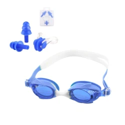 Üzgüçülük üçün eynək Speedo rəngbərəng, uşaqlar üçün, silikon kəmərli, UV şüşəli, tıxaclarla - Kahnsport 0013