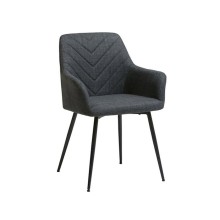 Stul JYSK Purhus, 59x58x84 sm, metal/faner/polyester, boz/qara, 2 əd