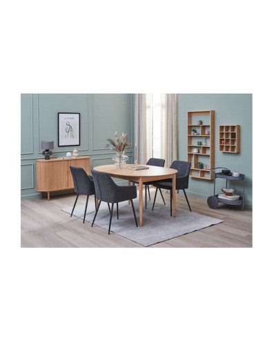 Stul JYSK Purhus, 59x58x84 sm, metal/faner/polyester, boz/qara, 2 əd