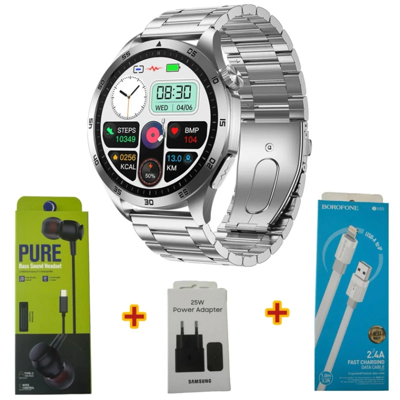 Умные часы Smart Watch et485 Silver Steel + Free Gift