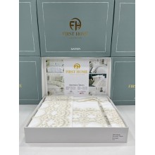 Yataq dəsti FIRST HOME Orkide, İnci, Menekşe, Manolya, Pandora, Fleur Satin, güpürlü, 100% pambıq, satin, ikinəfərlik, yorğan üzü 200x220 sm, çarşaf 250x250 sm, yastıq üzü 50x70 sm (2 əd) - TP-TK-227