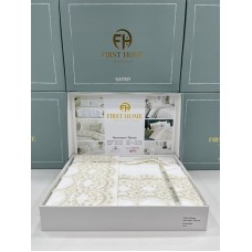 Yataq dəsti FIRST HOME Orkide, İnci, Menekşe, Manolya, Pandora, Fleur Satin, güpürlü, 100% pambıq, satin, ikinəfərlik, yorğan üzü 200x220 sm, çarşaf 250x250 sm, yastıq üzü 50x70 sm (2 əd) - TP-TK-227