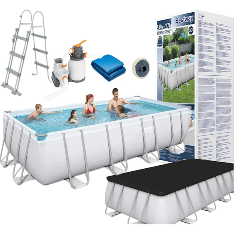 Бассейн Bestway 56466, 549x274x122 см, 14812 л, серый Бассейн Bestway 56466, 549x274x122 см, 14812 л, серый