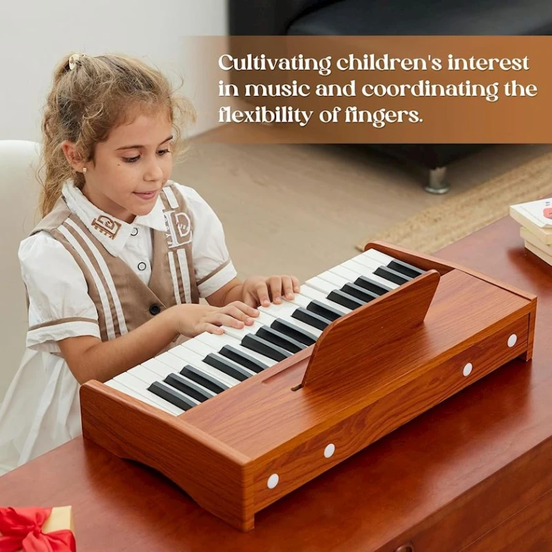 Uşaqlar üçün piano Wooden Hand Knocks Xylophone Mini Portable USB Digital Piano, 37 klaviş