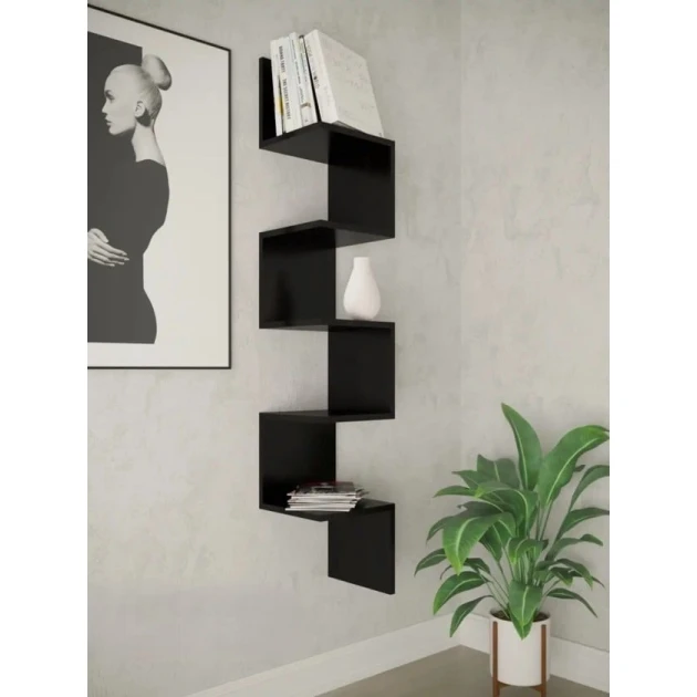 Полка настенная Art Mebel 69, ламинат, 138х25х25 см, черная