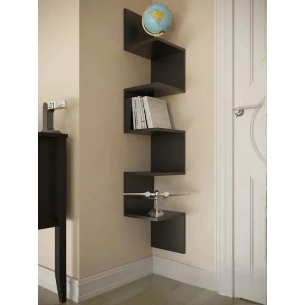 Полка настенная Art Mebel 69, ламинат, 138х25х25 см, черная