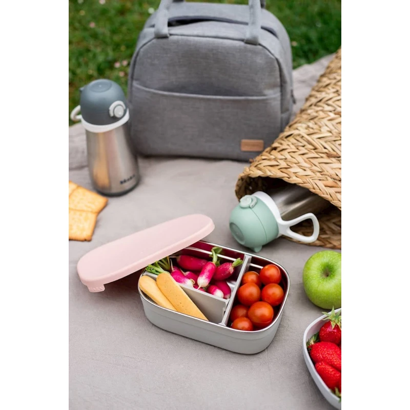 Ланч-бокс Beaba, нержавеющая сталь/силикон, розовый Ланч-бокс Beaba, нержавеющая сталь/силикон, розовый