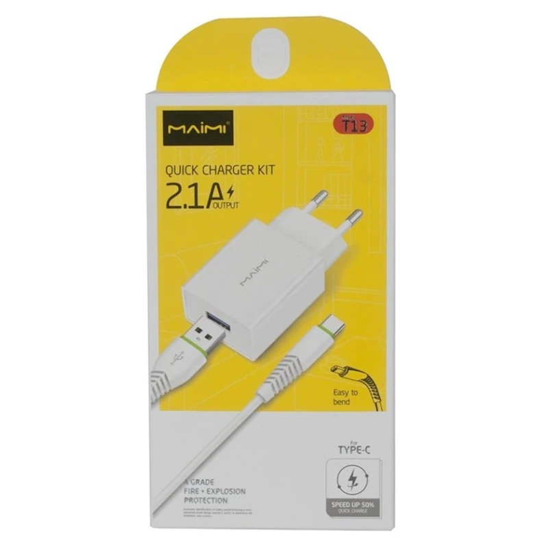 Сетевое зарядное устройство Maimi T13 with Type-C, Белый