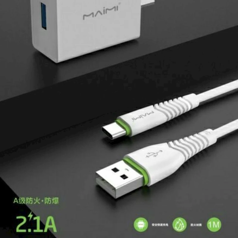 Сетевое зарядное устройство Maimi T13 with Type-C, Белый