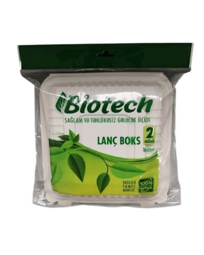 Birdəfəlik lanç qabı Biotech, 1600 ml, 2 əd