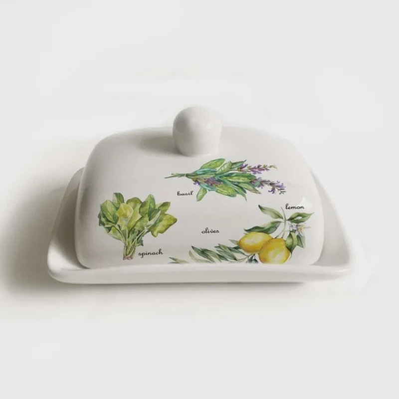 Масленка Egels Home Lemon, керамика, белая, 17x12.5 см Масленка Egels Home Lemon, керамика, белая, 17x12.5 см