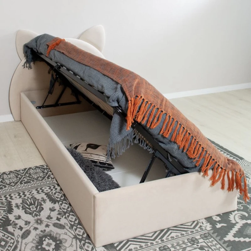 Односпальная кровать Art_tek_yataq (120) 23, ламинат/текстиль, бежевая, 200x85x120 см