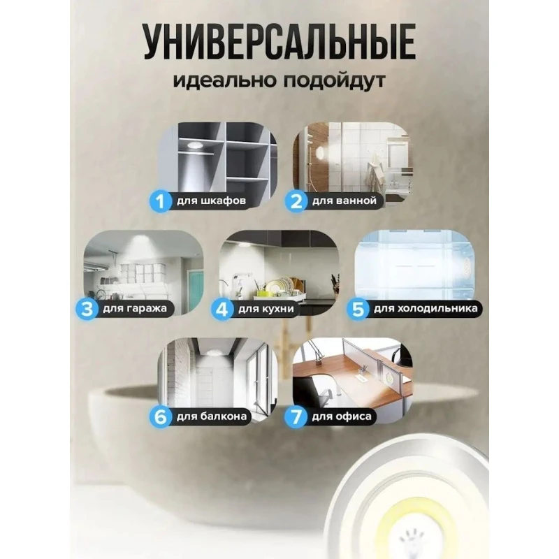 Набор светильников spot_930, светодиодные, самоклеящиеся, 3 шт Набор светильников spot_930, светодиодные, самоклеящиеся, 3 шт