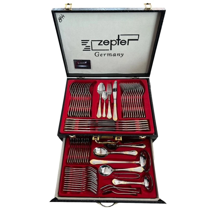 Набор столовых приборов Zepter ZGH 00232, 72 предмета, нержавеющая сталь, серебристый/золотистый Набор столовых приборов Zepter ZGH 00232, 72 предмета, нержавеющая сталь, серебристый/золотистый