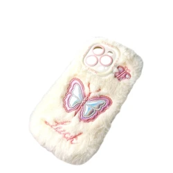 Apple iPhone 14 Pro çexol ağ tüklü, kəpənək bəzəkli