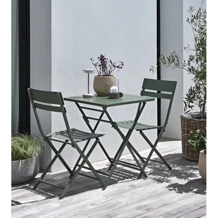 Комплект садовой мебели JUSK Aborg, стол и 2 стула, сталь, зеленый Комплект садовой мебели JUSK Aborg, стол и 2 стула, сталь, зеленый