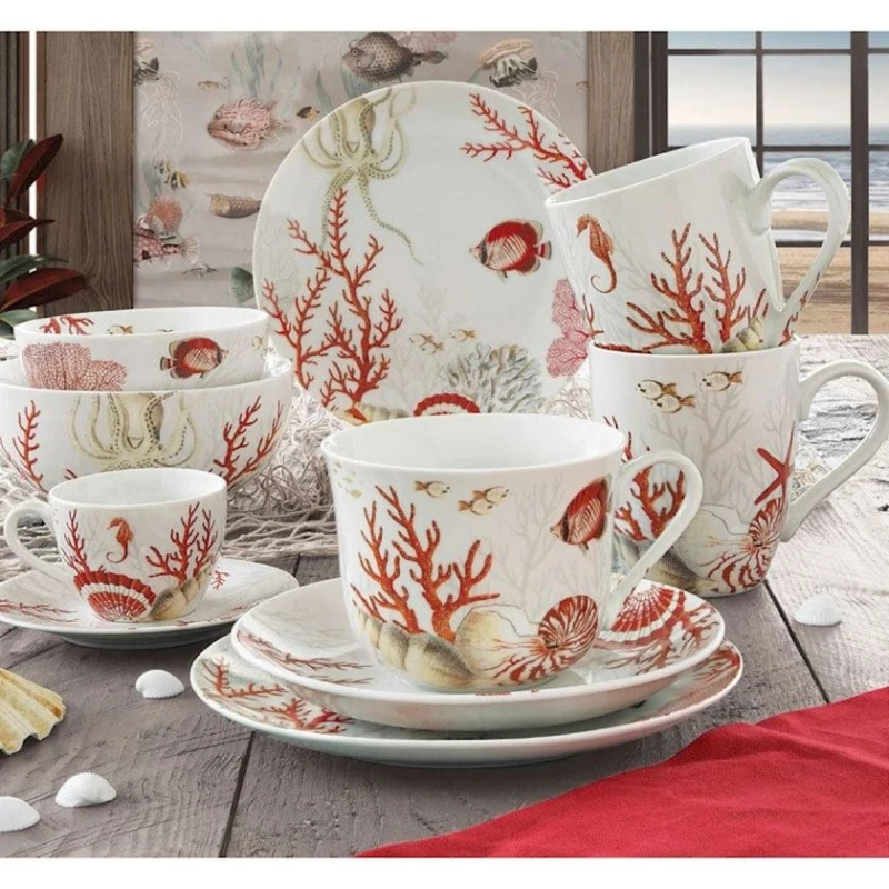 Тарелка Easy Life Coral Reef A1, круг, 19 см, фарфор, разноцветный