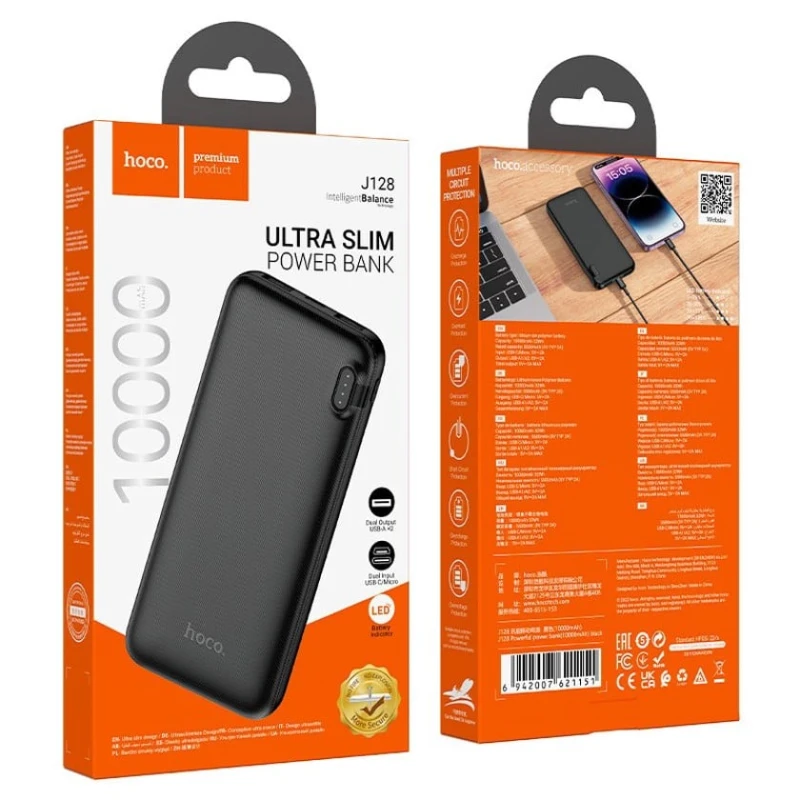 Внешний аккумулятор Hoco J128 10000mAh Black Внешний аккумулятор Hoco J128 10000mAh Black